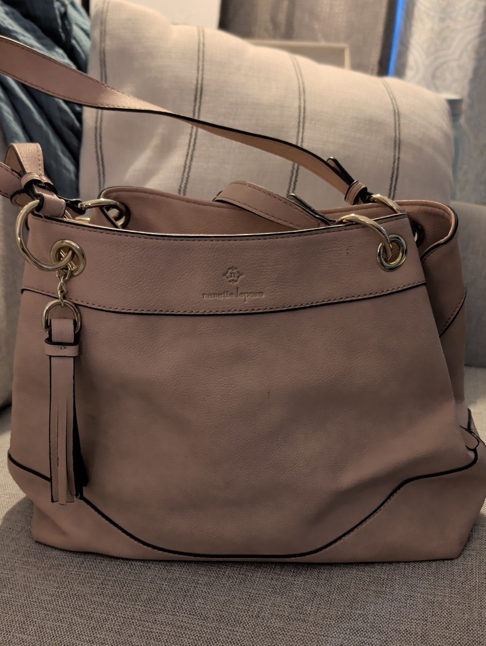 Nanette Lepore Dusty Blush Leather Shoulder Bag with Tassel